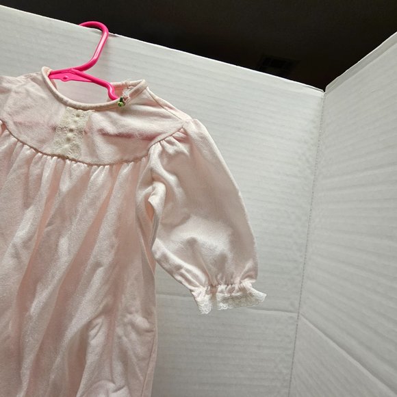 Vintage IC ISAACSON CARRICO Pink Small Nightgown Pink Lace TRIM Ruffle Hem Baby - Picture 7 of 10